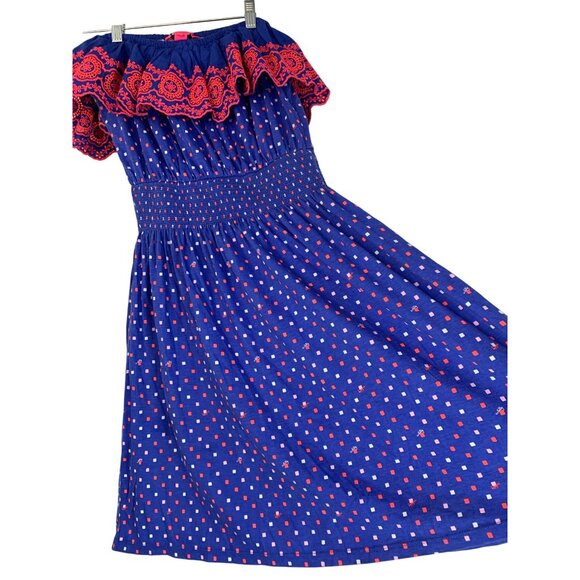 Lilly Pulitzer Kalama Off Shoulder Smock Dress Blue S RDD10673 Resort Vacay - Picture 6 of 10